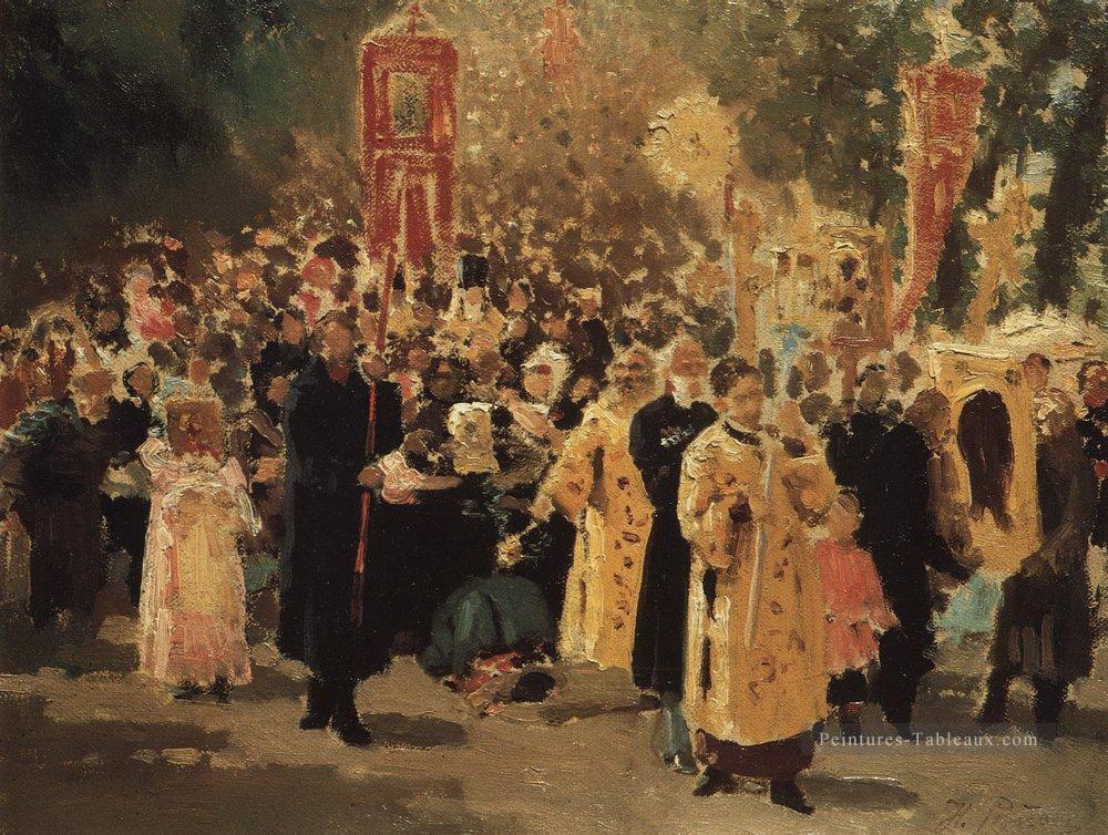 procession dans une forêt de chênes apparence de l’icône 1878 Ilya Repin Peintures à l'huile